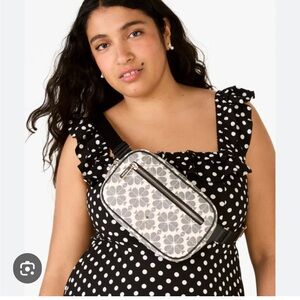 NWT-kate spade Black & White Floral Canvas Crossbody